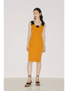 【午后海平线】圆半初升领口设计日落黄撞色修身连衣裙/22000026B 商品缩略图1