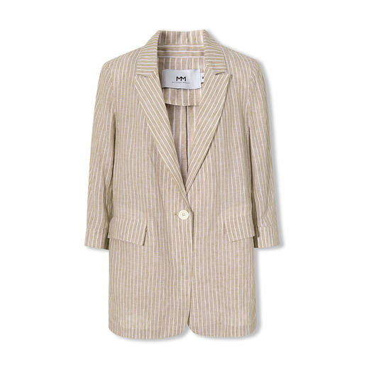 【商场同款】麦檬夏条纹撞色一粒扣下摆开叉西装5C4210981 商品图4