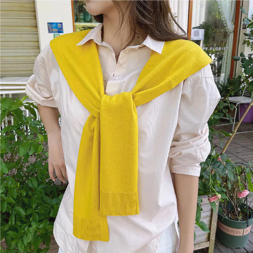 【限时折扣】韩版针织6%羊毛小披肩100cm（coco茶色/海岛灰/姜黄色/米黄色/柔雾粉/驼色/黑色/松石蓝）（非质量问题不退不换） 商品图2