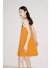 【双生】圆半双生领口设计环保PU拼接日落黄撞色吊带连衣裙/22000021B 商品缩略图3