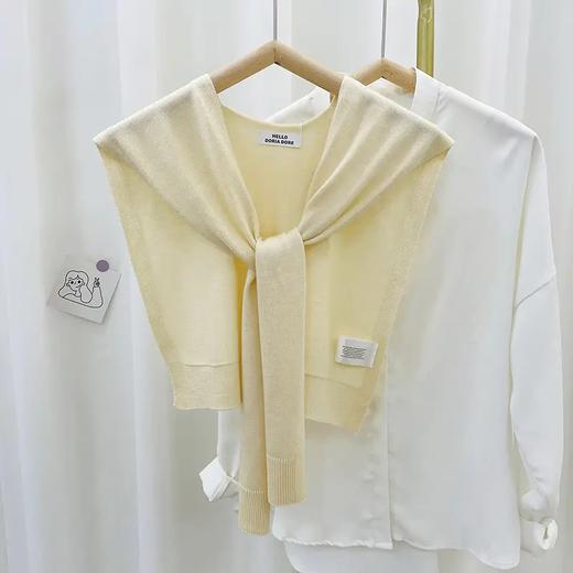 【限时折扣】韩版针织6%羊毛小披肩100cm（coco茶色/海岛灰/姜黄色/米黄色/柔雾粉/驼色/黑色/松石蓝）（非质量问题不退不换） 商品图7