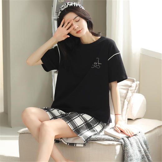 新款纯棉睡衣短袖短裤韩版家居服套装  BMR66326 商品图5