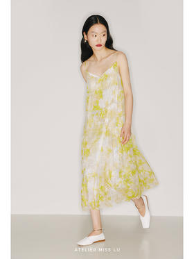 【伊甸】品牌定制桑蚕丝印花吊带连衣裙/22000031