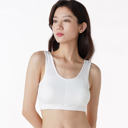 都市丽人基础简约棉质短露卡人棉平纹背心无排扣无钢圈LV2AA5 商品图0