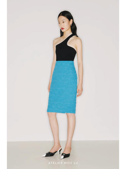【宙蓝珊瑚】伊比萨蓝质感肌理面料铅笔半裙/220002 商品图3