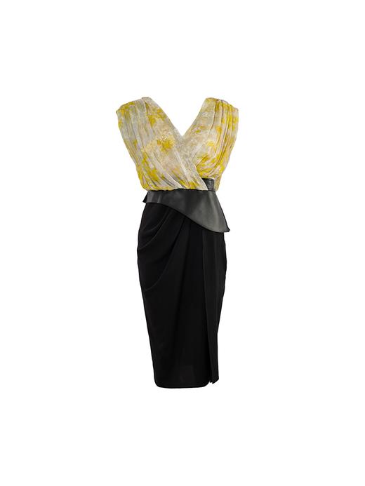 【光点】品牌定制桑蚕丝印花立裁拼接连衣裙/22000018 商品图4