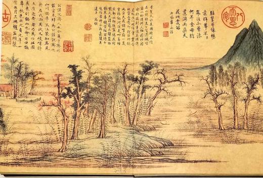 《鹊华秋色图》，一函一册装，布面函套，大16开，赵孟頫绘，江西美术出版社2012年版，北京雅昌精印，定价980，售价166元。

《鹊华秋色图》是元代画家赵孟頫于元贞元年（1295）回到故乡浙江为好友 商品图7