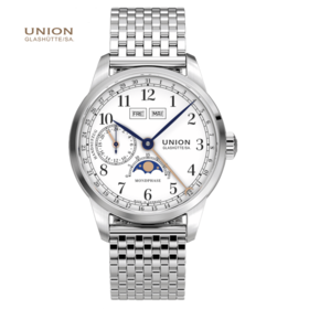 宇联（UNION GLASHÜTTE）德国月相手表 1893纪念版手动上链男士月相钢带腕表 D007.458.11.017.00