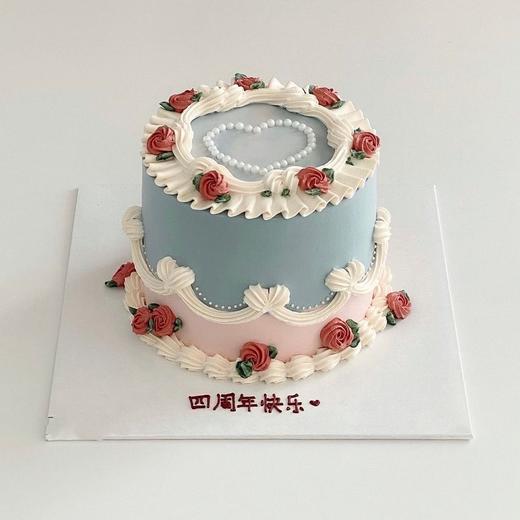 两色复古生日蛋糕 | 昔果 商品图0