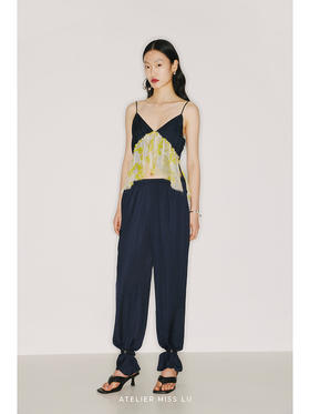 【日光森林】品牌定制桑蚕丝印花拼接吊带上衣/220013