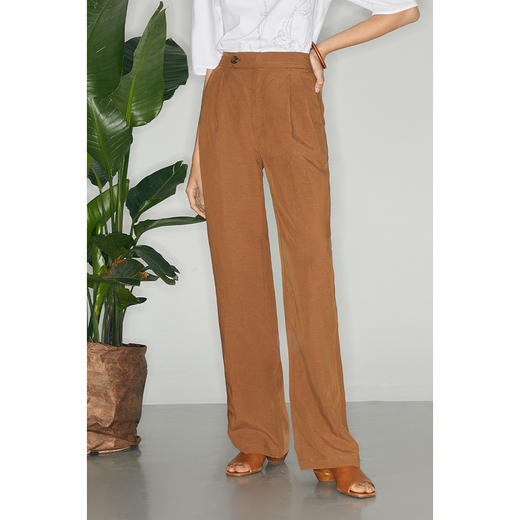 【商场同款】麦檬夏复古杂色一粒扣高腰休闲阔腿裤5C5151171 商品图2