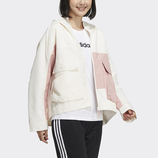 阿迪达斯NEO外套女2022年春季新款运动休闲连帽夹克上衣HM7438 商品图1