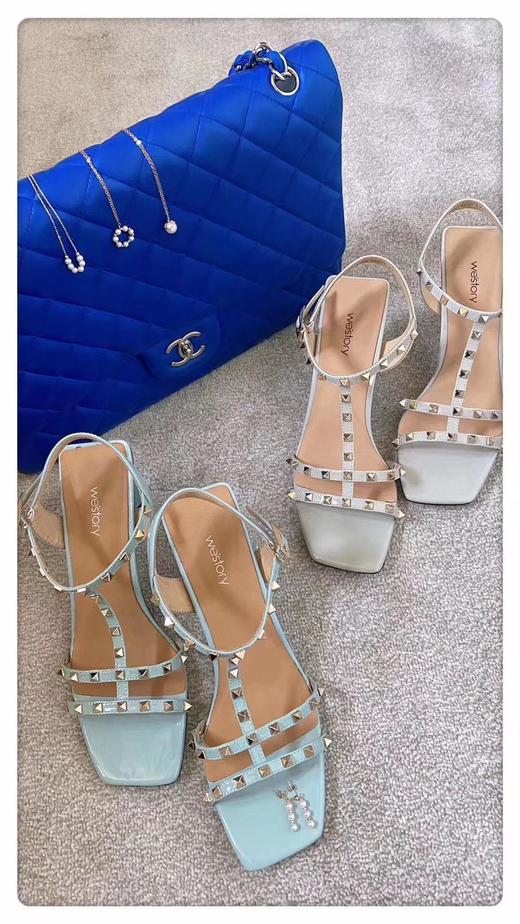 westory年夏新款铆钉流行仙女风高跟ins潮凉鞋女W20BG60741 商品图0