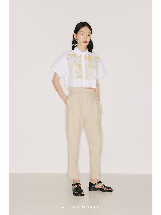 【绅士】宽褶裥燕麦浅驼高腰锥形裤/220007 商品图1