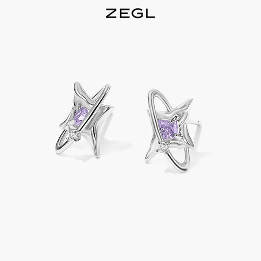 ZEGL设计师银河甜心系列925纯银四芒星耳钉女小众设计感耳环耳饰 商品图7