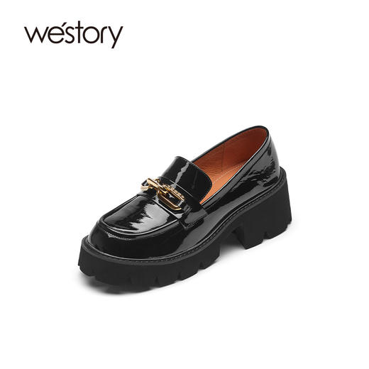 westory2021秋季新品气质英伦风粗跟小皮鞋S21CM34551 商品图0