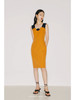 【午后海平线】圆半初升领口设计日落黄撞色修身连衣裙/22000026B 商品缩略图2
