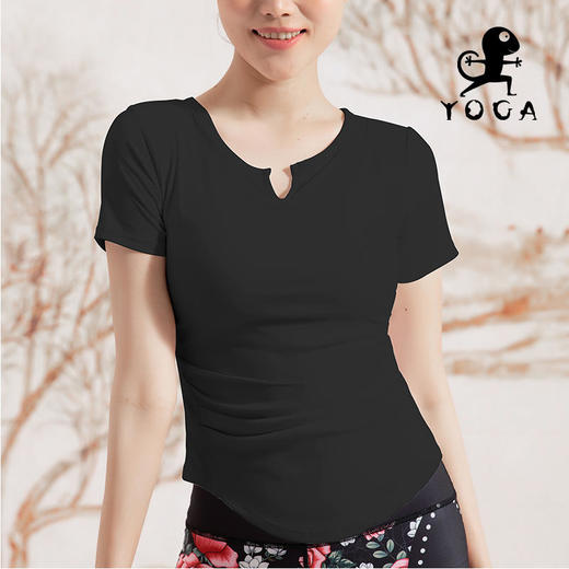 壁虎瑜伽【2203SY148】小V领修腰T恤（有胸垫）【七十二小时发货】 商品图7