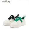 westory2022年春季新款真皮小白鞋厚底透气拼色时髦休闲鞋系带S22AM54611 商品缩略图0