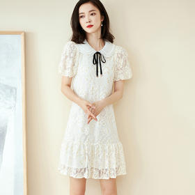 剩S/M/L/XL 芳外 夏季温婉优雅蕾丝中长裙宽松灯笼袖连衣裙1025