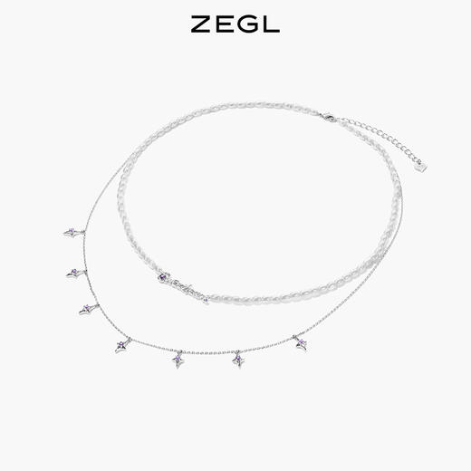 ZEGL设计师银河甜心系列四芒星项链女轻奢小众人造珍珠锁骨链配饰 商品图6