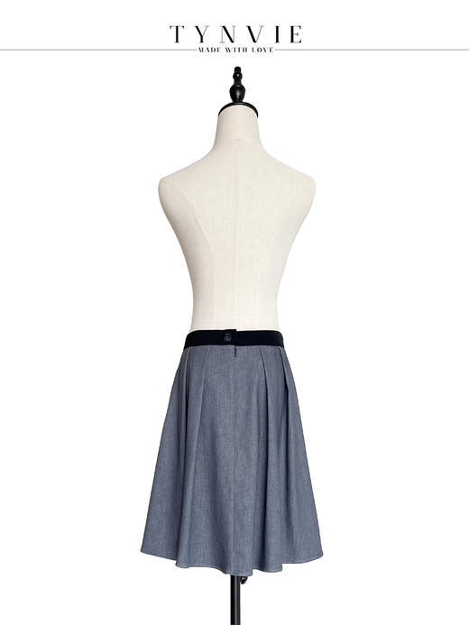 TYNVIE V腰大褶皱插袋中裙- 灰色 商品图2