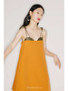 【双生】圆半双生领口设计环保PU拼接日落黄撞色吊带连衣裙/22000021B 商品缩略图2