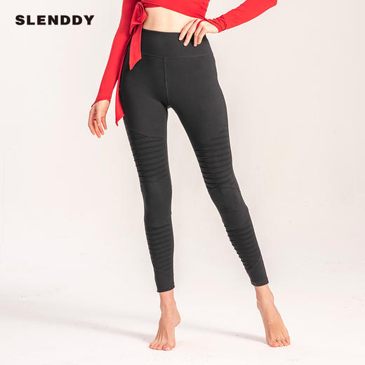slenddy Wrinkle机车风高腰运动裤高弹紧身健身裤女外穿显瘦s6008 商品图0