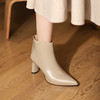 westory2021秋冬新款尖头时尚优雅气质真皮时装靴短靴女S21DS81251 商品缩略图0