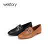 westory春季新款真皮英伦风通勤乐福鞋一脚蹬休闲浅口单鞋女平底S22AM53961 商品缩略图0