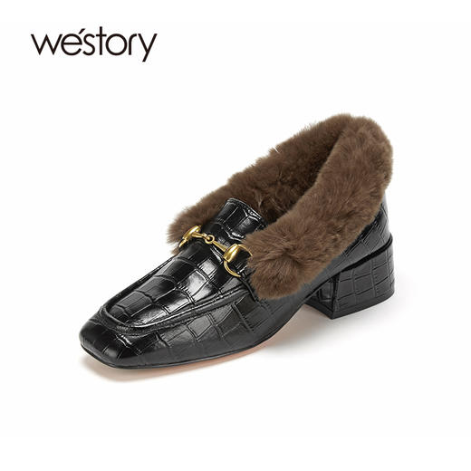 westory乐福鞋女2021新款春季英伦风真皮加绒潮懒人鞋S21AM52291 商品图0