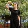 oldcolour2022夏季新款休闲针织拼接修身网纱下摆气质连衣裙BO21101014 商品缩略图1