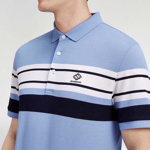 【特价丝光】柒牌男士polo短袖时尚条纹撞色翻领薄款夏季半开襟套头衫	122T70910 商品图2