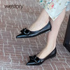 westory平底单鞋女2021春季新款真皮尖头一脚蹬豆豆鞋W21AE53061 商品缩略图0