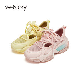 westory女鞋2021夏季新款透气舒适老爹鞋网纱运动户外W21AM53701