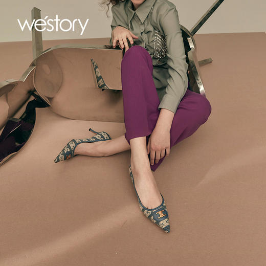 westory尖头细跟高跟鞋女2021春季新款宴会婚鞋新娘鞋W21AE52451 商品图0