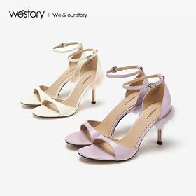 westory2020春夏小仙女高跟凉鞋露趾一字带细跟单鞋W29BG60001