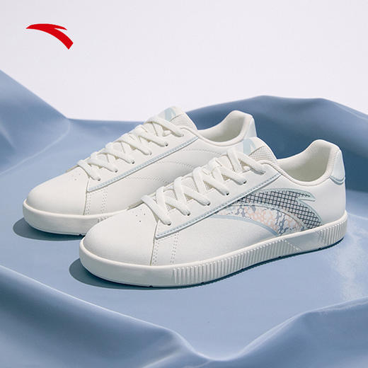 安踏小白鞋女鞋2022夏季新款平底低帮休闲鞋白色运动鞋122228060-3 商品图0
