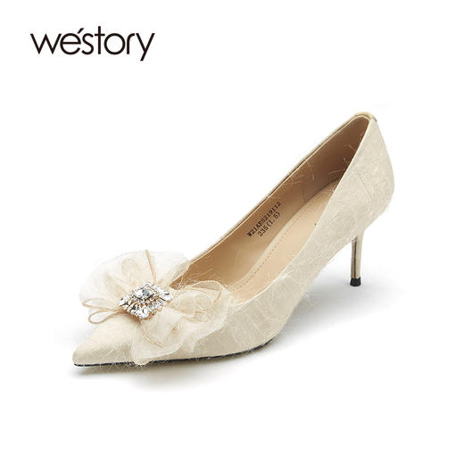 westory高跟鞋女新款春季婚鞋新娘鞋细跟水晶钻52191 商品图0