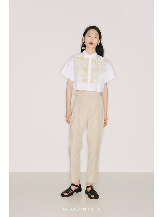 【绅士】宽褶裥燕麦浅驼高腰锥形裤/220007 商品图0