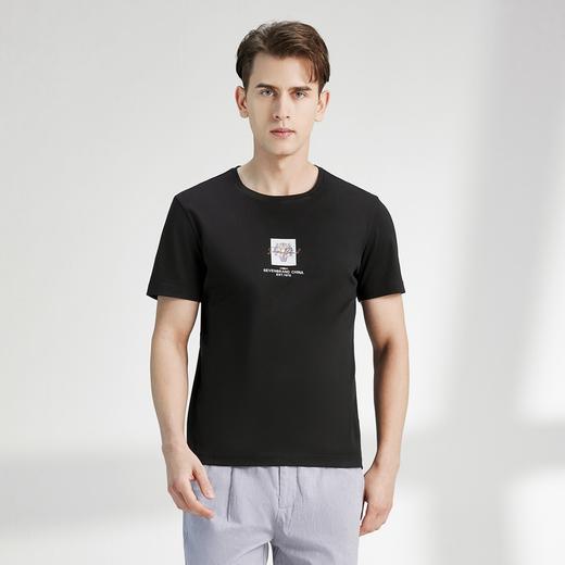 【水柔棉】柒牌男士短袖t恤时尚休闲百搭小老虎圆领印花体恤上衣	122T71420 商品图1
