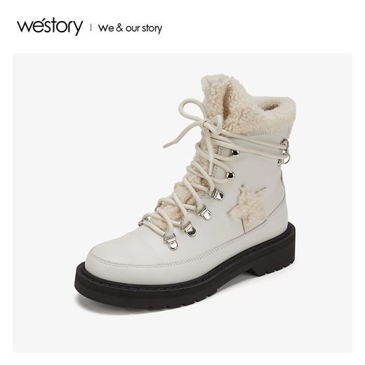 westory加厚加绒高绑马丁靴女时尚风2019年冬季新款W29DS80861 商品图0