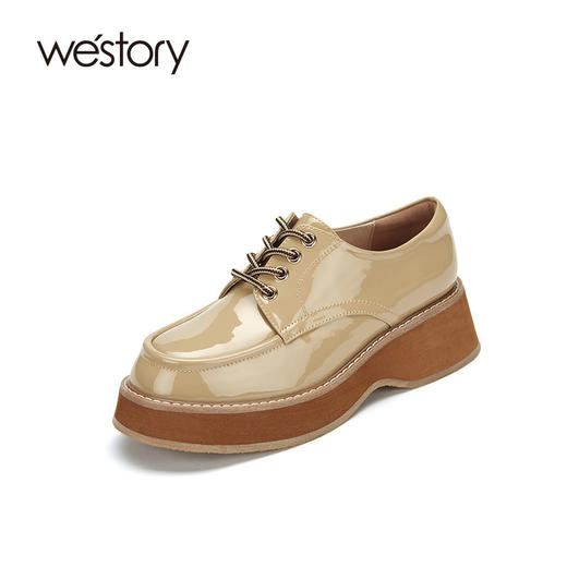 westory女穆勒鞋2021新款春季真皮漆皮内增高潮懒人鞋W21AM52201 商品图0