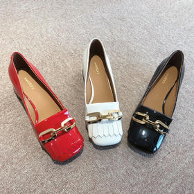 westory2021秋季新品气质浅口金属扣方头女单鞋W21CE71721