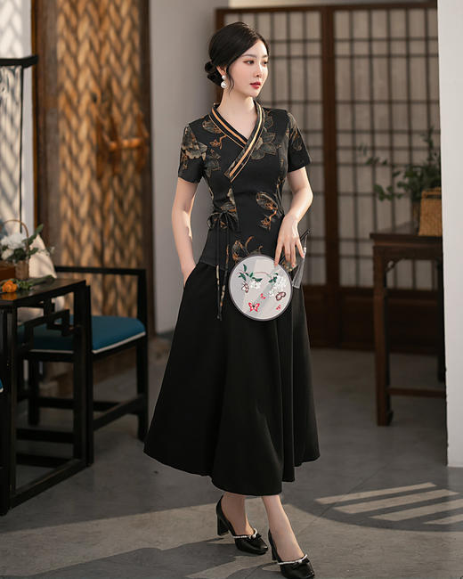 日常改良，老上海复古民国风时尚气质妈妈旗袍套装ZA-014 商品图5