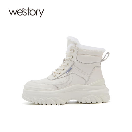 westory2021冬季新款厚底显高马丁靴绒里时尚女短靴S21DS81481 商品图0