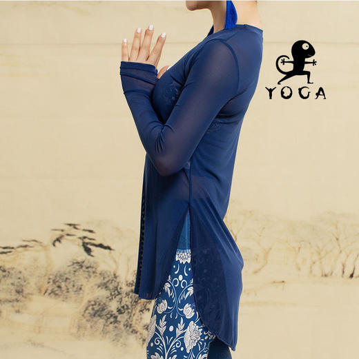 壁虎瑜伽【2110SY069】高弹网纱长袖罩衫（无胸垫）【5天发货】 商品图3