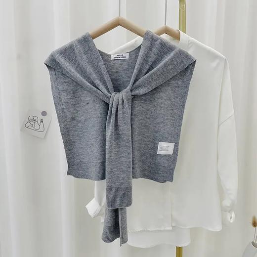 【限时折扣】韩版针织6%羊毛小披肩100cm（coco茶色/海岛灰/姜黄色/米黄色/柔雾粉/驼色/黑色/松石蓝）（非质量问题不退不换） 商品图6