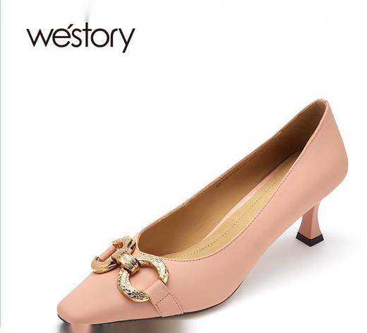 westory女鞋2021年秋季新款漆皮浅口方头宴会高跟鞋S21CE71161 商品图0