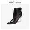 westory细酒杯超高跟时装短靴真皮气质女鞋2019冬新款W29DS80451 商品缩略图0